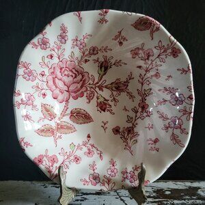 Johnson Brothers Rose Chintz Square Cereal Bowl Pink Floral Made In England